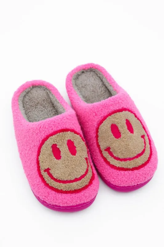 Hot Pink Smiley Slippers sold by Pink Lily