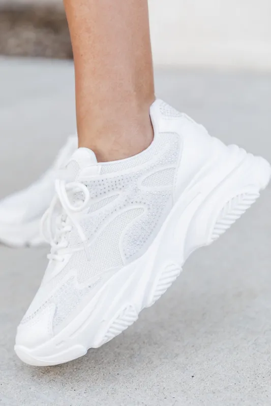Nina White Jeweled Chunky Sneaker FINAL SALE made by Pink Lily