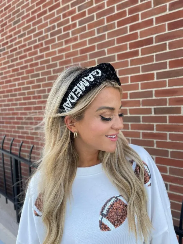 Black Gameday Headband sold by Pink Lily