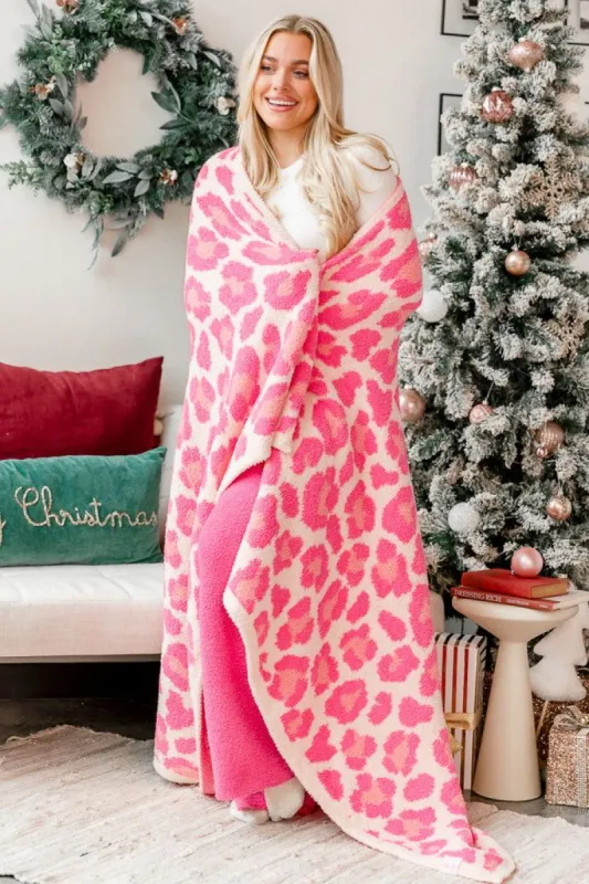 Make Me Believe Pink Leopard Blanket sold by Pink Lily