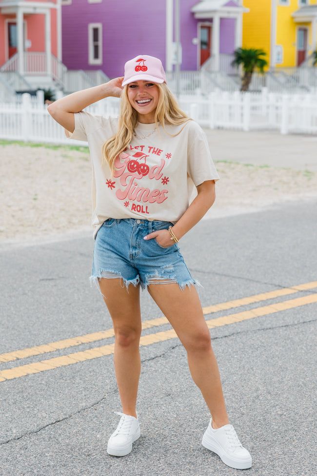 Cherries Light Pink Trucker Hat sold by Pink Lily product image thumbnail 2