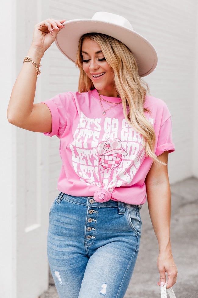 Let's Go Girls Hot Pink Oversized Graphic Tee sold by Pink Lily