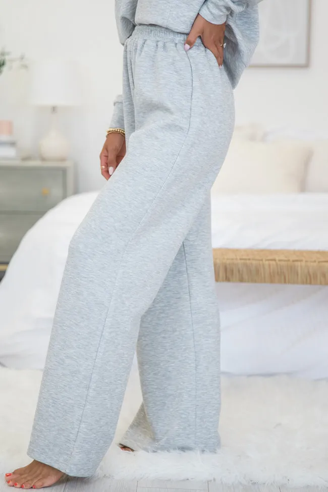 Let's Just Stay Heather Grey Knit Wide Leg Pants FINAL SALE sold by Pink Lily product image thumbnail 3
