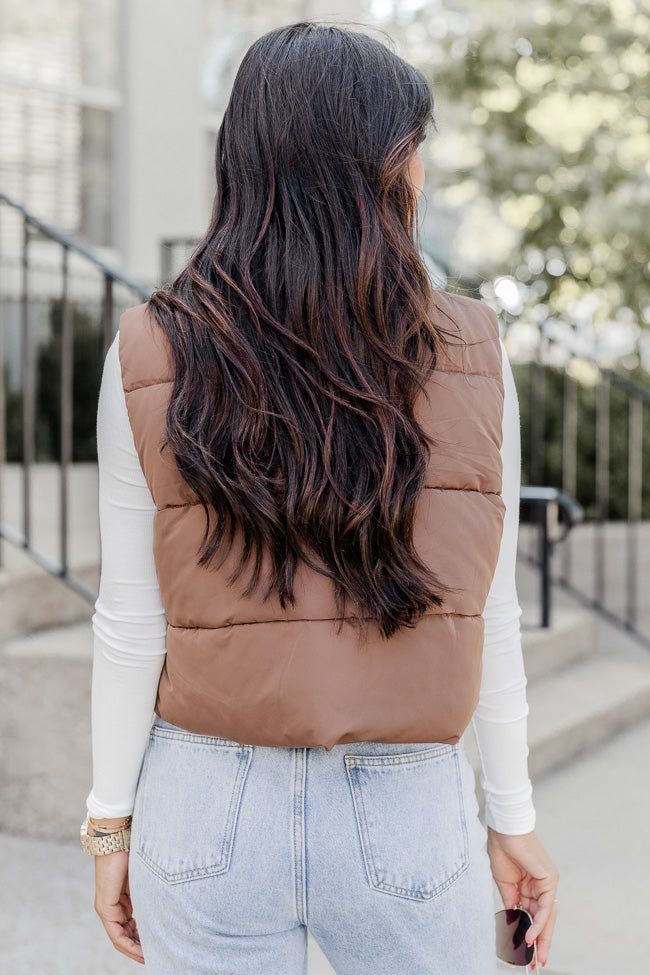 Sights To See Cocoa Cropped Puffer Vest sold by Pink Lily product image thumbnail 4