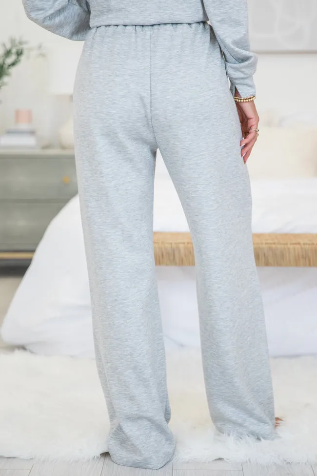 Let's Just Stay Heather Grey Knit Wide Leg Pants FINAL SALE sold by Pink Lily product image thumbnail 4