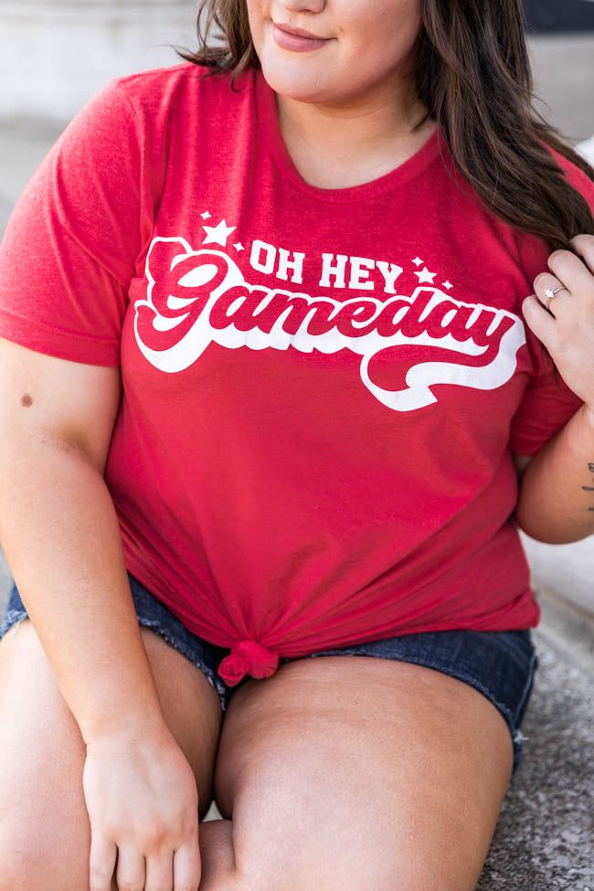 Oh Hey Gameday Heather Red Graphic Tee sold by Pink Lily product image thumbnail 2