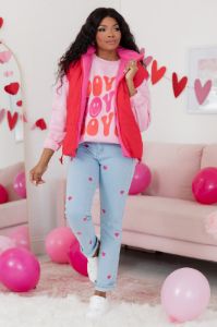 Love Love Love Light Pink Oversized Graphic Sweatshirt sold by Pink Lily