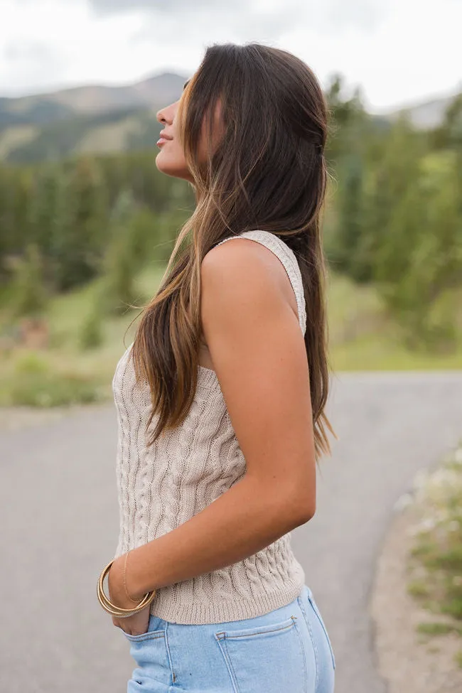 Humor Me Beige Cable Knit Sweater Tank FINAL SALE sold by Pink Lily product image thumbnail 3