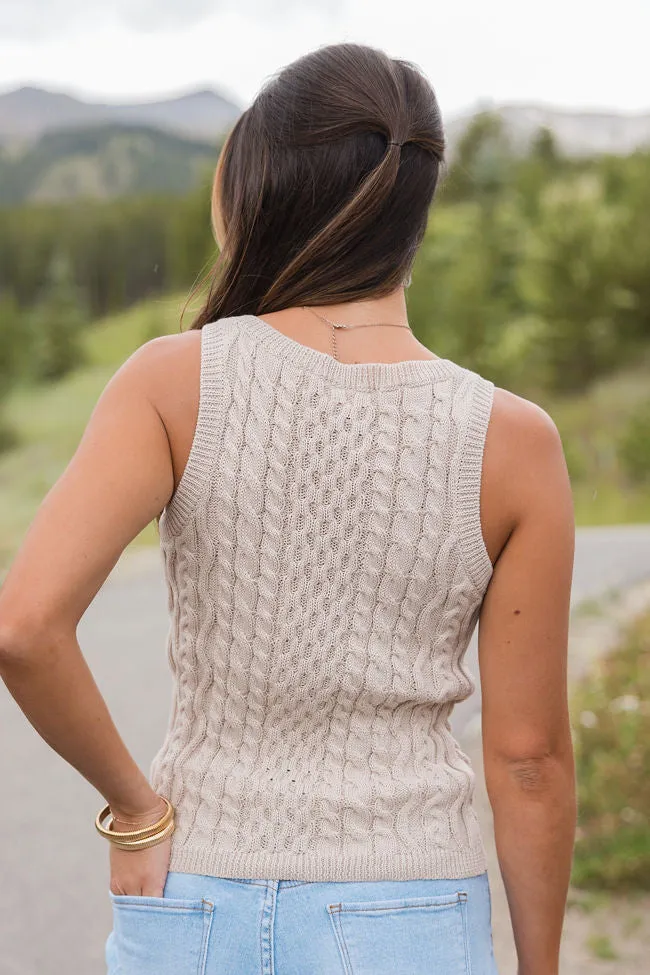 Humor Me Beige Cable Knit Sweater Tank FINAL SALE sold by Pink Lily product image thumbnail 4