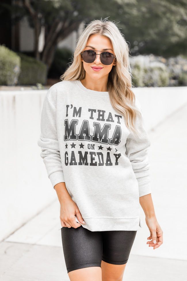 I'm That Mama On Gameday Ash Graphic Sweatshirt sold by Pink Lily
