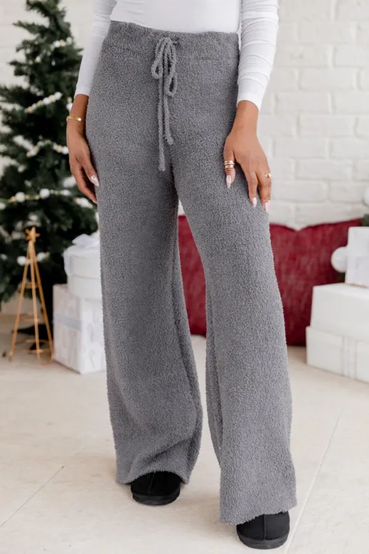 Movies And Chill Fuzzy Charcoal Lounge Pants FINAL SALE sold by Pink Lily