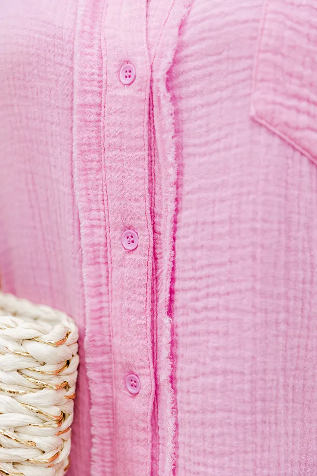 No Worries Pink Gauze Button Up Dress SALE sold by Pink Lily product image thumbnail 3