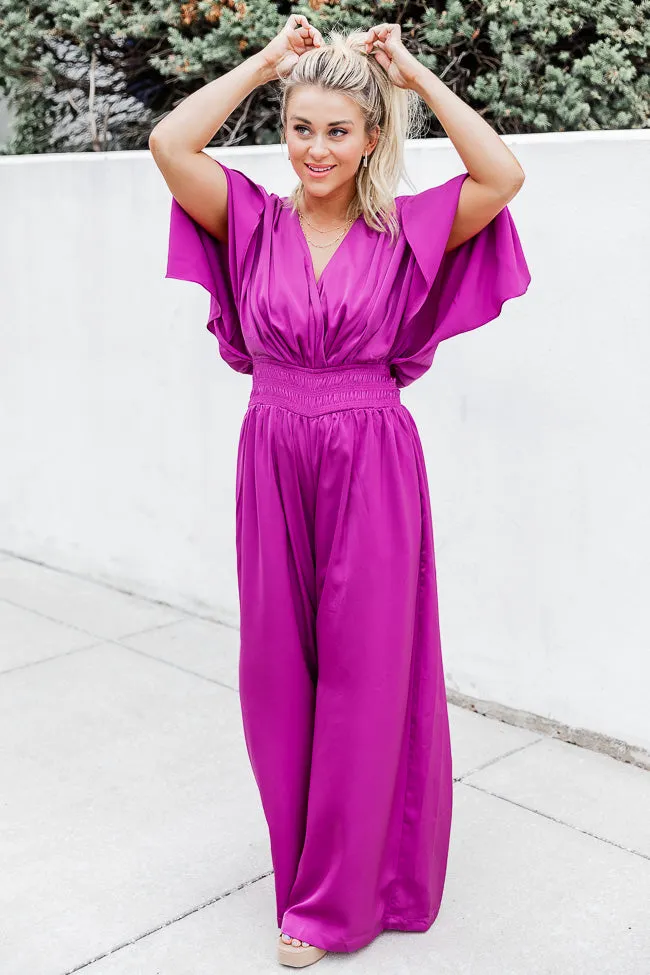 Talking To You Magenta Smocked Waist Jumpsuit FINAL SALE sold by Pink Lily