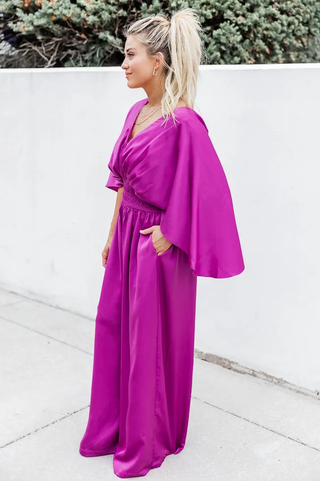 Talking To You Magenta Smocked Waist Jumpsuit FINAL SALE sold by Pink Lily product image thumbnail 2