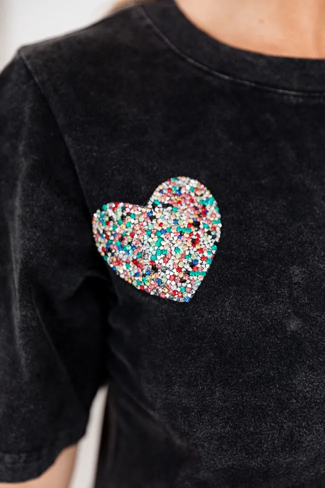 Enchanted Encounter Charcoal Knit Dress with Heart Patchwork FINAL SALE sold by Pink Lily product image thumbnail 5