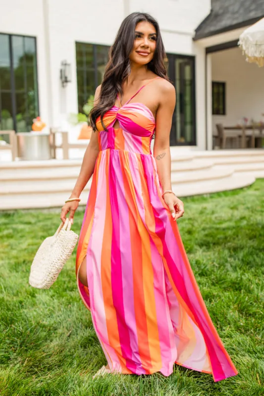 Soak In The Sun Striped Multi Maxi Dress sold by Pink Lily