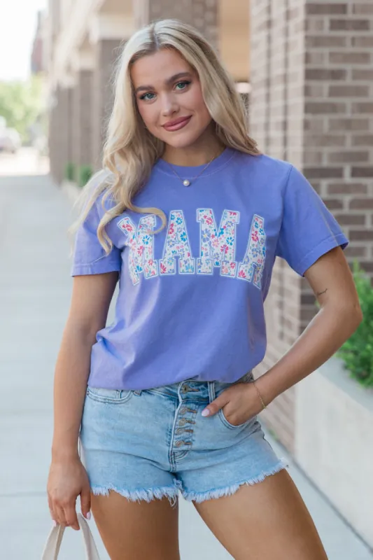 Mama Floral Violet Comfort Colors Graphic Tee sold by Pink Lily