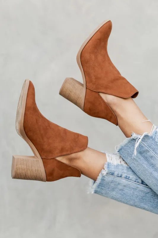 Heidi Chestnut Side Slit Booties FINAL SALE sold by Pink Lily