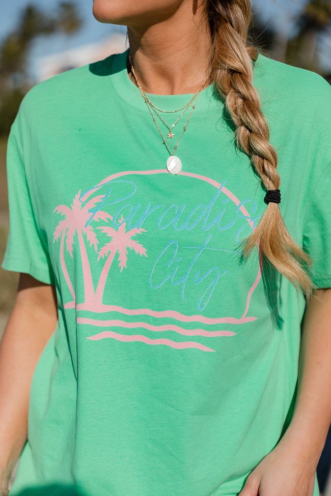 Paradise City Green Oversized Graphic Tee sold by Pink Lily product image thumbnail 3