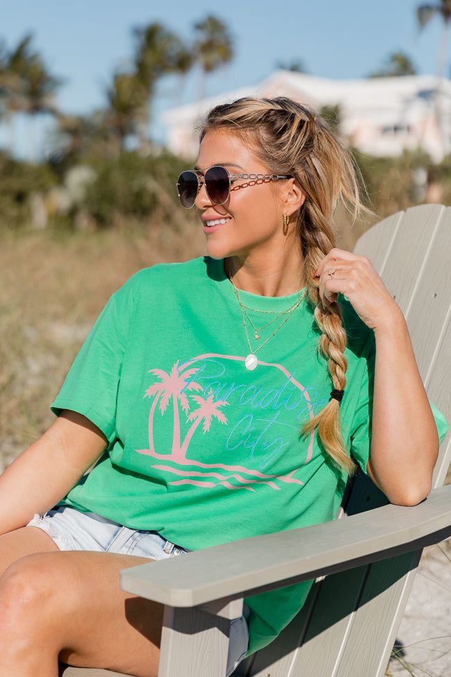 Paradise City Green Oversized Graphic Tee sold by Pink Lily