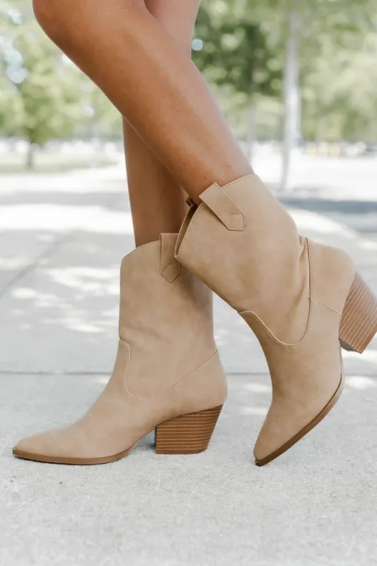 Juniper Tan Nubuck Western Style Boots FINAL SALE made by Pink Lily