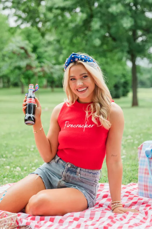 Feels Like Freedom Red Firecracker Sweater Tank FINAL SALE made by Pink Lily