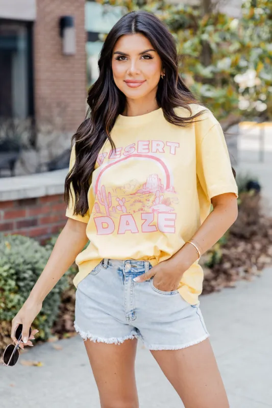 Desert Daze Yellow Oversized Graphic Tee sold by Pink Lily