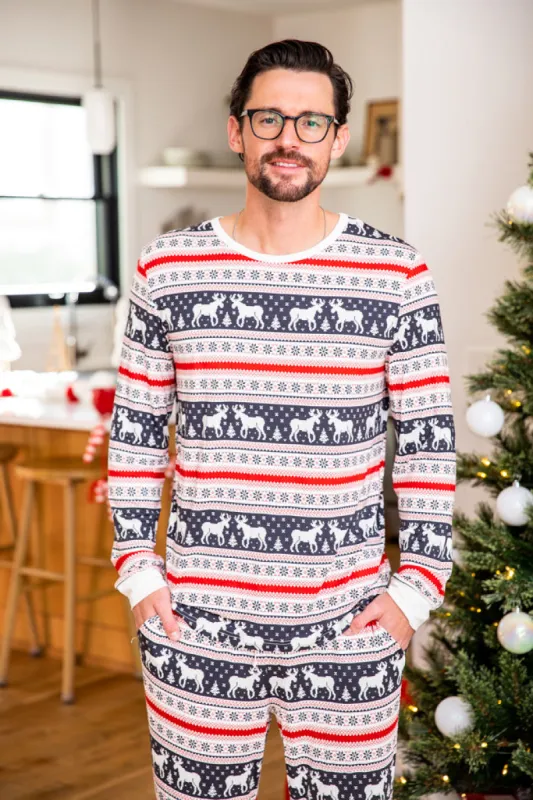 Mens Holly And Jolly Charcoal Christmas Print Pajama Top FINAL SALE sold by Pink Lily