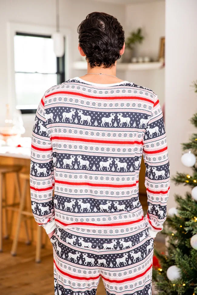 Mens Holly And Jolly Charcoal Christmas Print Pajama Top FINAL SALE sold by Pink Lily product image thumbnail 4