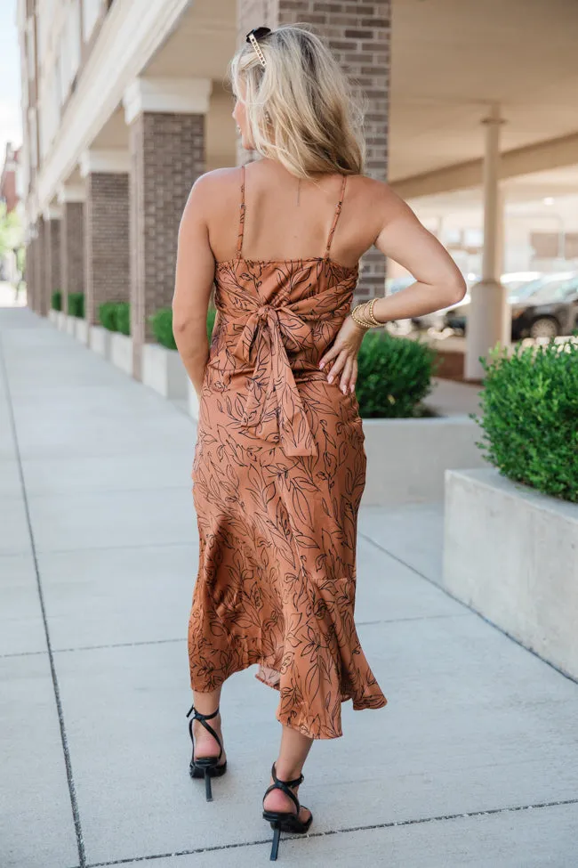 Through My Eyes Brown Floral Print Asymmetrical Dress sold by Pink Lily product image thumbnail 5