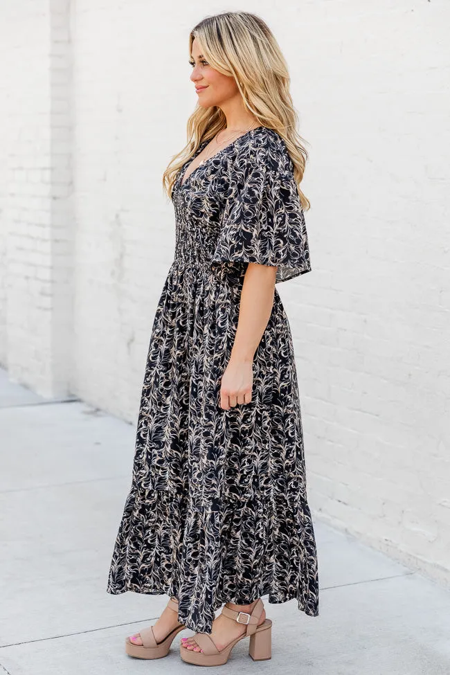 Simply Stunning Black Floral Flutter Sleeve Maxi Dress FINAL SALE sold by Pink Lily product image thumbnail 3