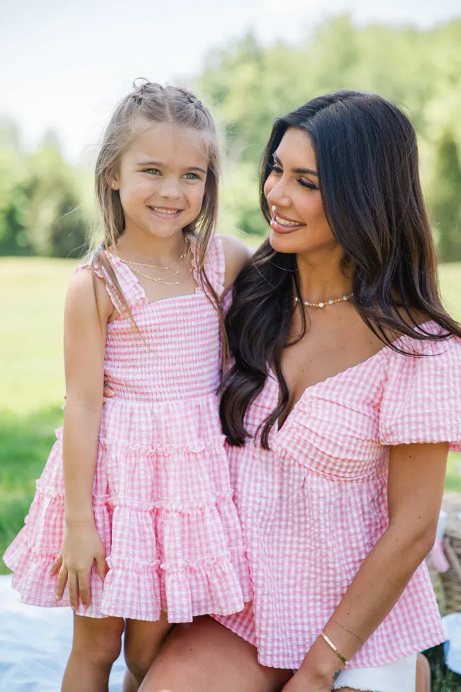 The One For Me Pink Gingham Puff Sleeve Blouse sold by Pink Lily product image thumbnail 5