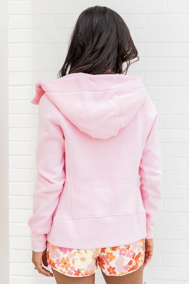 Making It Look Easy Light Pink Ribbed Shoulder Full Zip Pullover sold by Pink Lily product image thumbnail 4