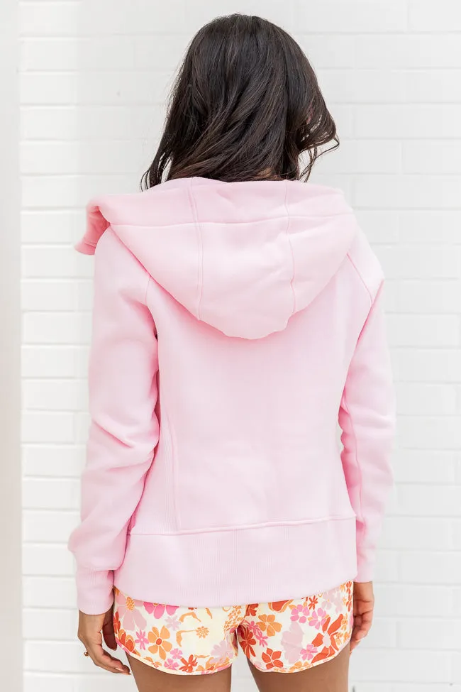 Making It Look Easy Light Pink Ribbed Shoulder Fitted Full Zip Pullover sold by Pink Lily product image thumbnail 4
