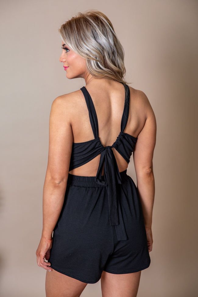 Put It All Together Black Halter Knit Romper sold by Pink Lily product image thumbnail 2