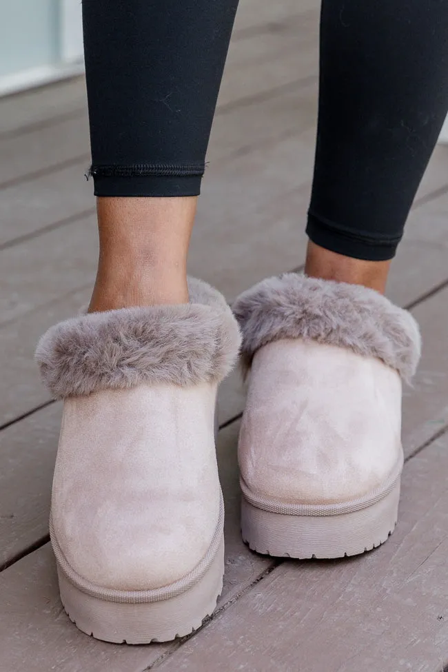 Rowe Taupe Platform Fuzzy Slipper sold by Pink Lily product image thumbnail 3