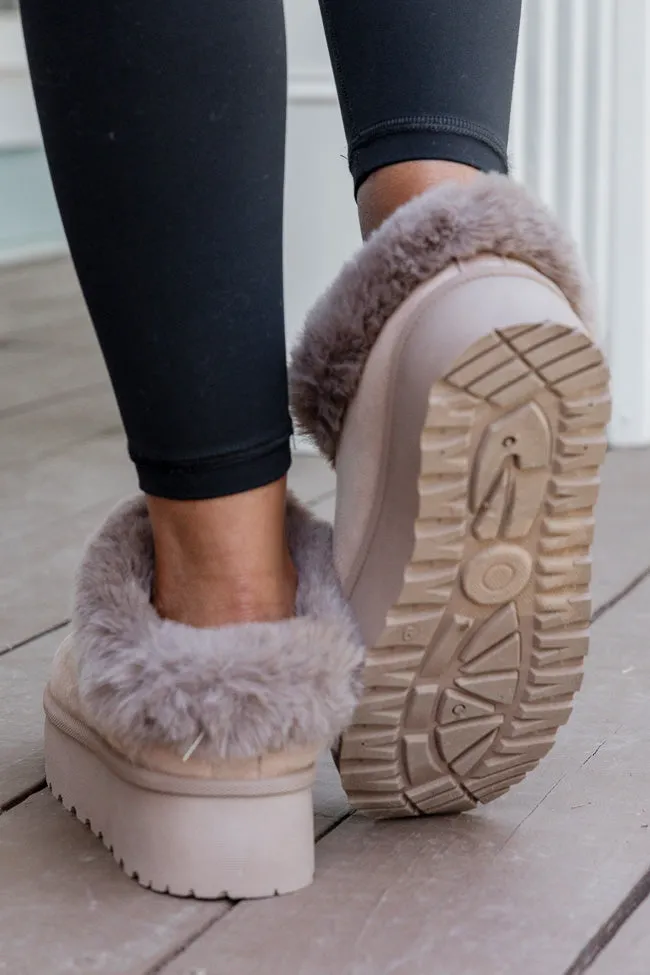 Rowe Taupe Platform Fuzzy Slipper sold by Pink Lily product image thumbnail 5