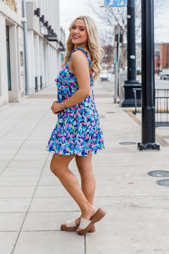 Looking My Way Navy Ruffle Detail Printed Mini Dress FINAL SALE sold by Pink Lily product image thumbnail 4