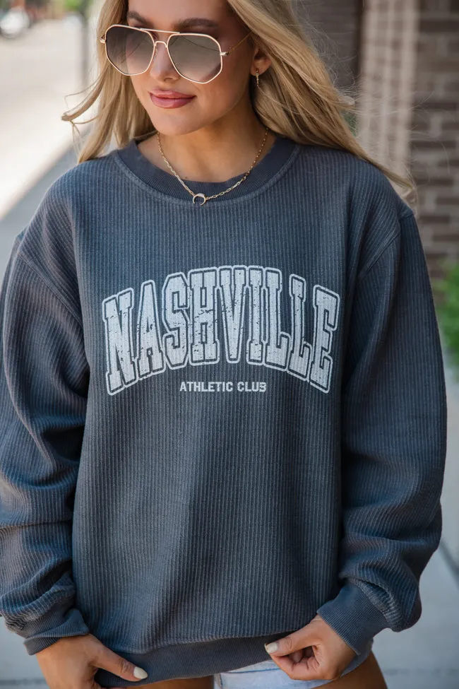Nashville Athletic Club Charcoal Corded Graphic Sweatshirt FINAL SALE sold by Pink Lily product image thumbnail 3
