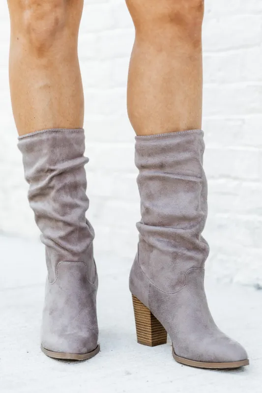 Christie Taupe Slouchy Suede Bootie FINAL SALE sold by Pink Lily