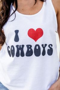 I Heart Cowboys White Jersey Graphic Tank FINAL SALE sold by Pink Lily