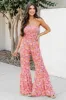 Aware of This Mauve Floral Print Flare Jumpsuit FINAL SALE sold by Pink Lily