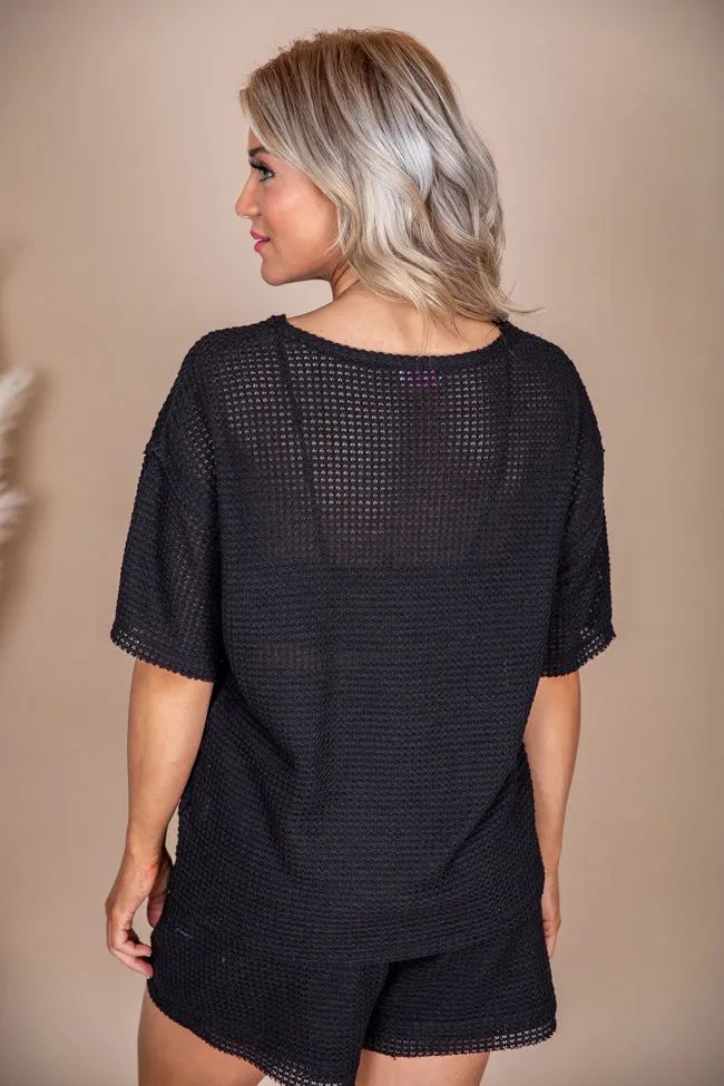 Working On It Black Waffle Knit Top FINAL SALE sold by Pink Lily product image thumbnail 5