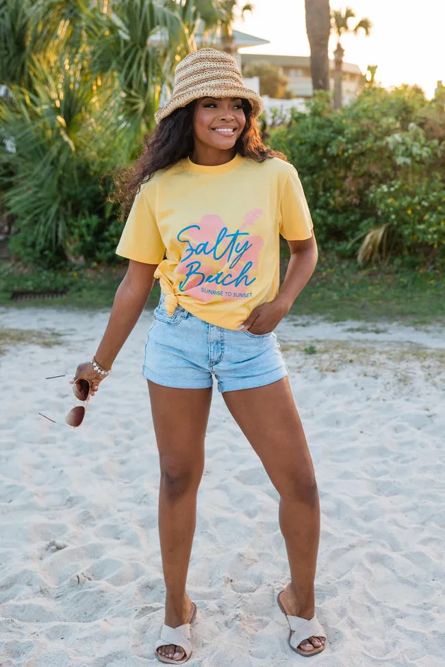 Salty Beach Yellow Oversized Graphic Tee sold by Pink Lily