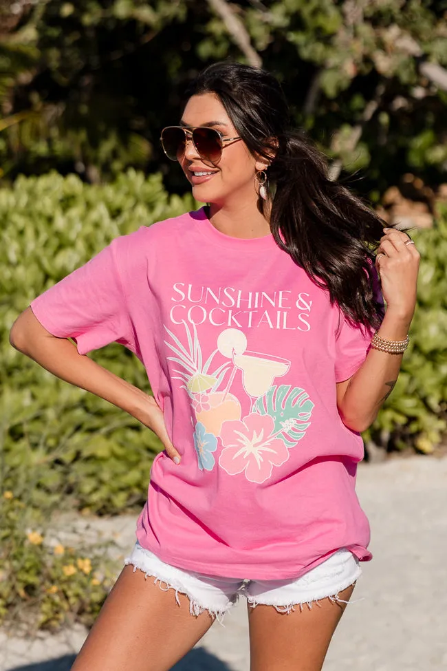 Sunshine and Cocktails Hot Pink Oversized Graphic Tee sold by Pink Lily product image thumbnail 4