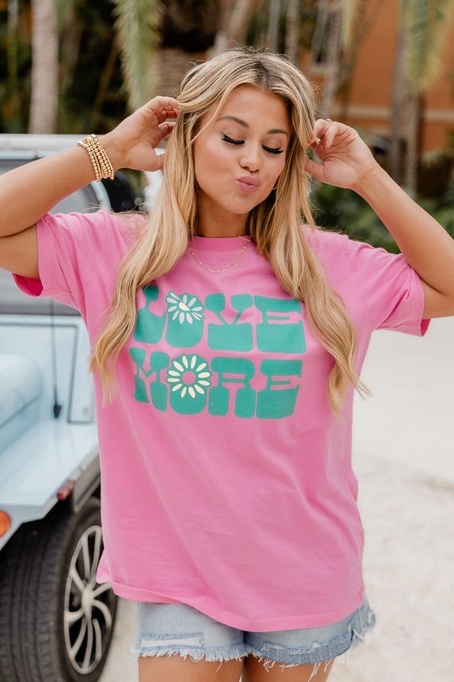 Love More Hot Pink Oversized Graphic Tee sold by Pink Lily