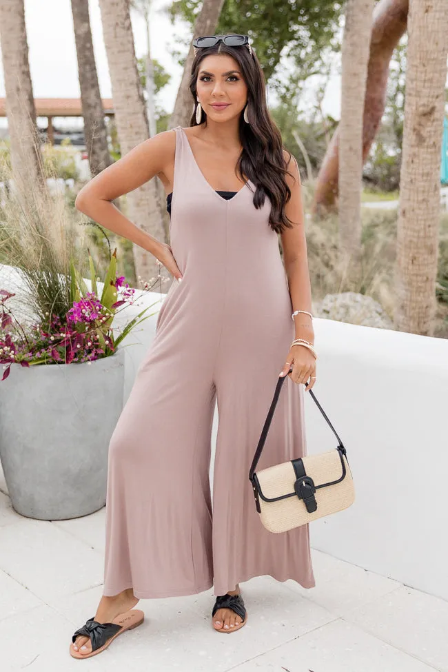 Signature Style Mauve Knit Wide Leg Jumpsuit FINAL SALE sold by Pink Lily