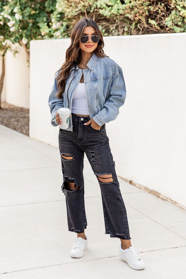 Wake Me Up Light Wash Denim Jacket FINAL SALE sold by Pink Lily product image thumbnail 2