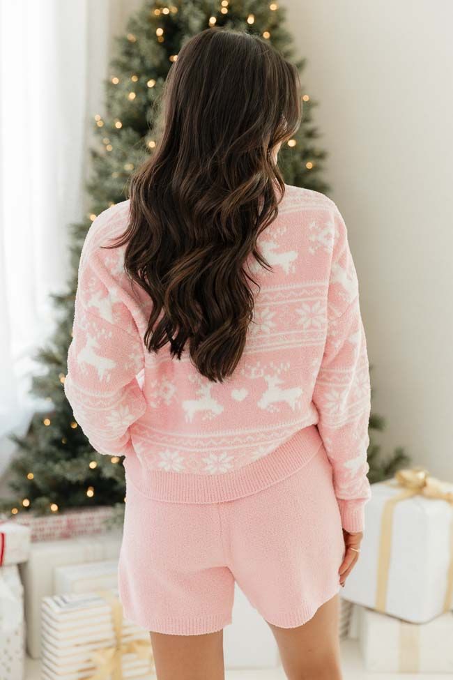 Movies And Chill Fuzzy Pink Fair Isle Lounge Top sold by Pink Lily product image thumbnail 4