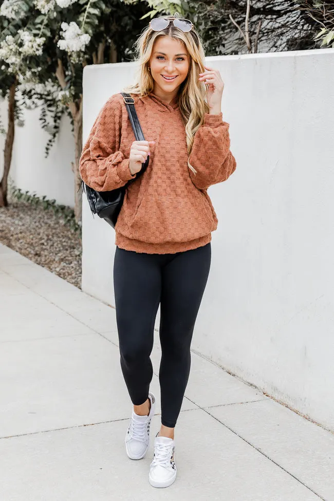 Holding On Brown Brushed Knit Checkered Hoodie FINAL SALE sold by Pink Lily product image thumbnail 2